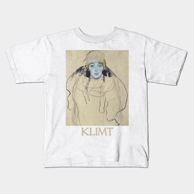 Portrait of a Lady (Unfinished) by Gustav Klimt Kids T-Shirt by Naves